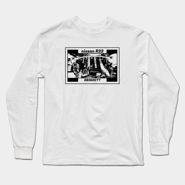 NISSAN SKYLINE GT-R R33 ENGINE Long Sleeve T-Shirt by Cero